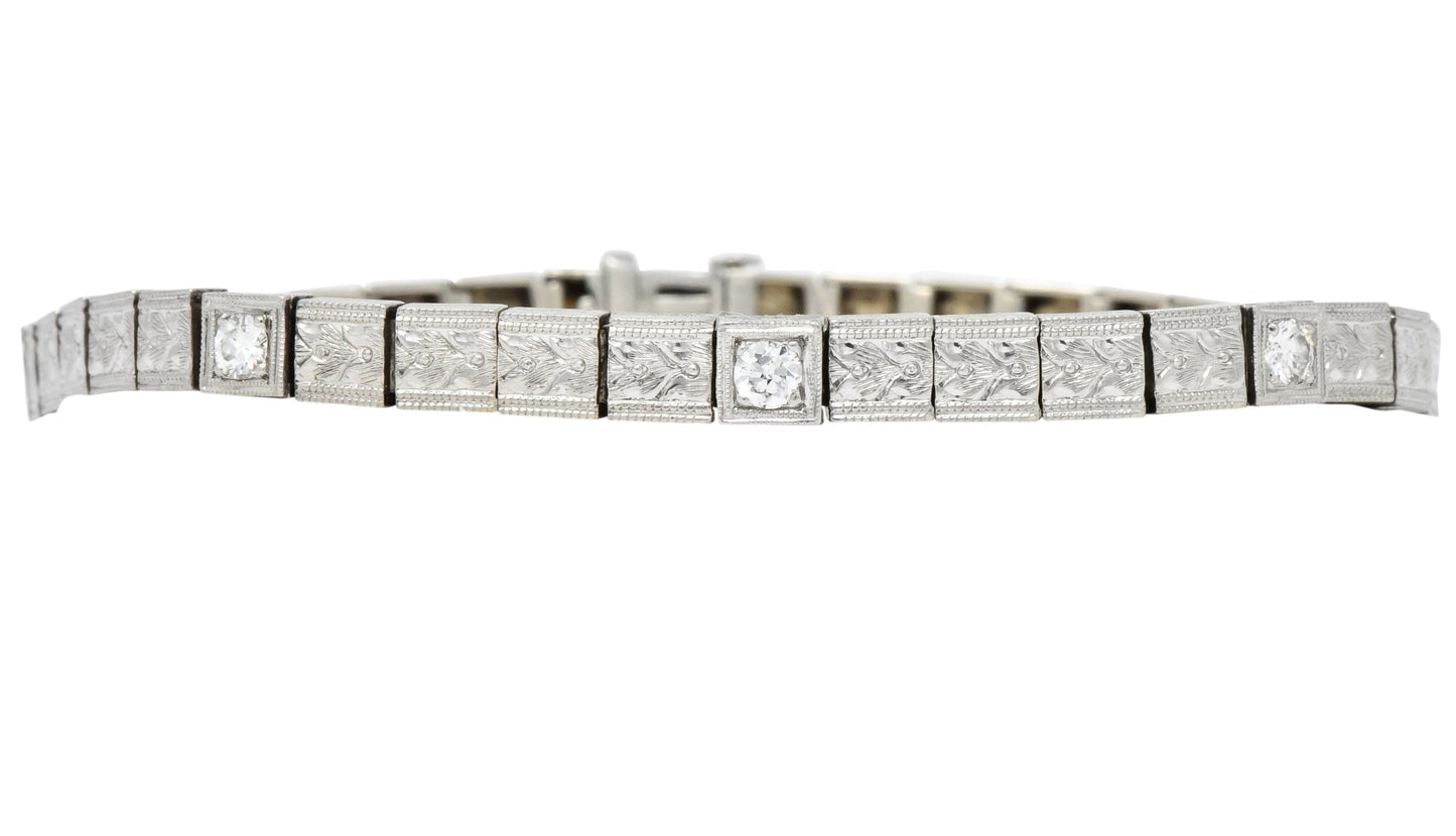 Bailey Banks & Biddle Art Deco Diamond Platinum Link Bracelet